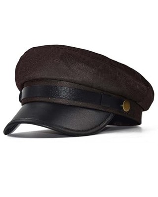 Adjustable Chauffeur Hat for Men Women - Classic Vintage Newsboy Cap, Coffee