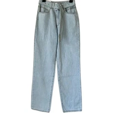 NWT WeWoreWhat CutOut High Rise StraightBaggy Leg Jean Belt 28 Indigo Super Blue