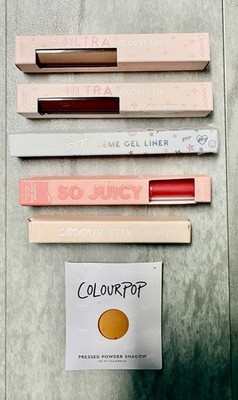 Set of 6 ColourPop Gloss, Lipstick, Eye Liner, & Pressed Powder See Description