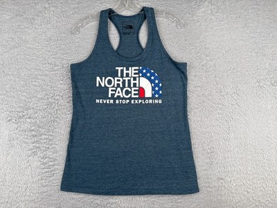 The North Face Shirt Women Medium Blue Tank Sleeveless Scoop Neck Poly Blend Gym