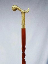 Victorian Brass Derby Head Handle Antique Shaft Wooden Walking Stick Cane Style