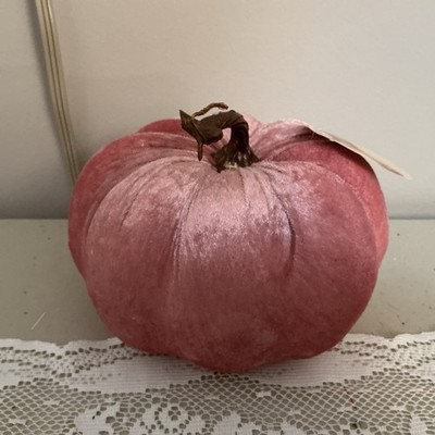 New Pink Velvet Plush Pumpkin W/ Stem