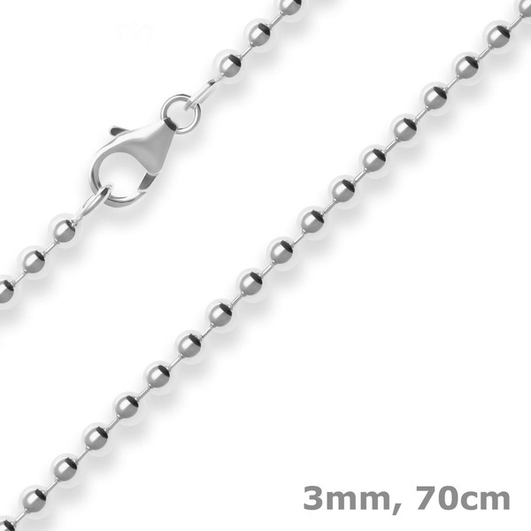 3Mm Kugelkette Silberkette Collier Halskette Aus 925 Silber 70Cm-image
