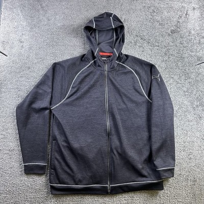 PUMA Hoodie XL Warm Cell Sweatshirt Full Zip Gray White Men's Double Zipper PWR