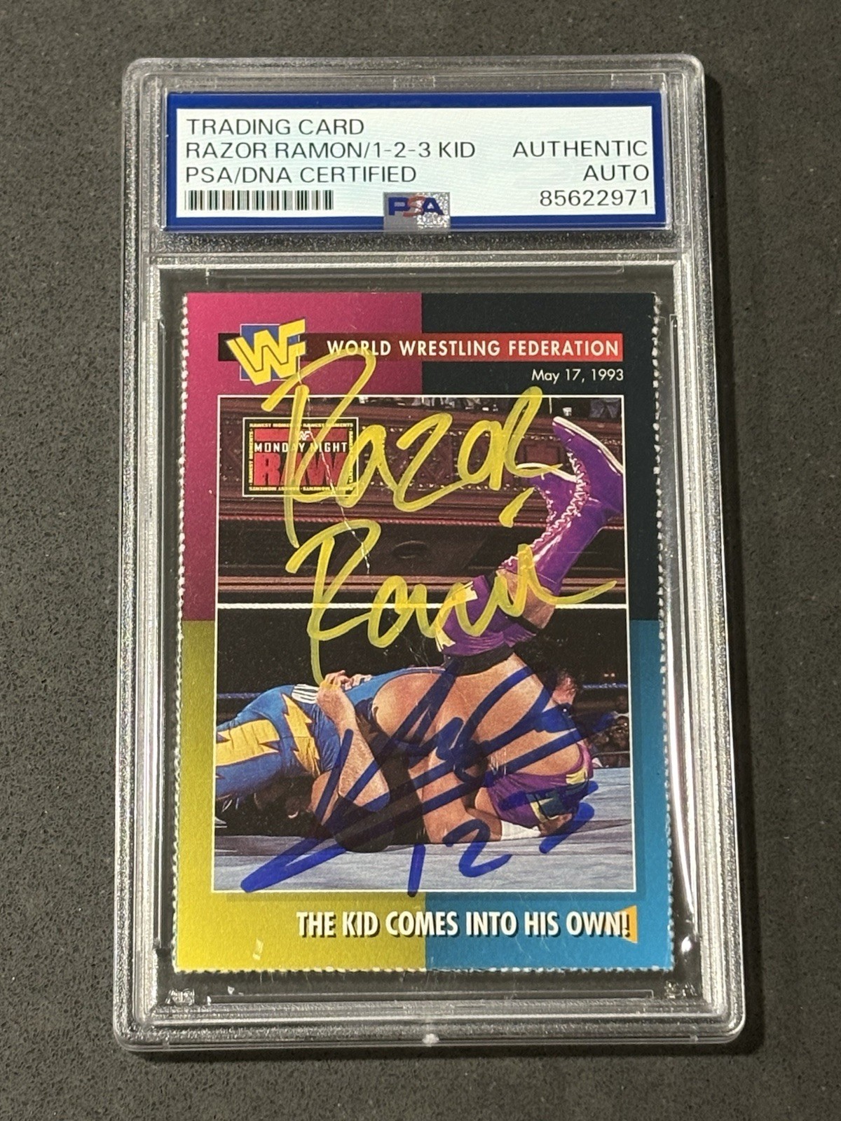 1-2-3 KID & RAZOR RAMON 1995 WWF MAGAZINE SIGNED AUTOGRAPHED CARD PSA ...