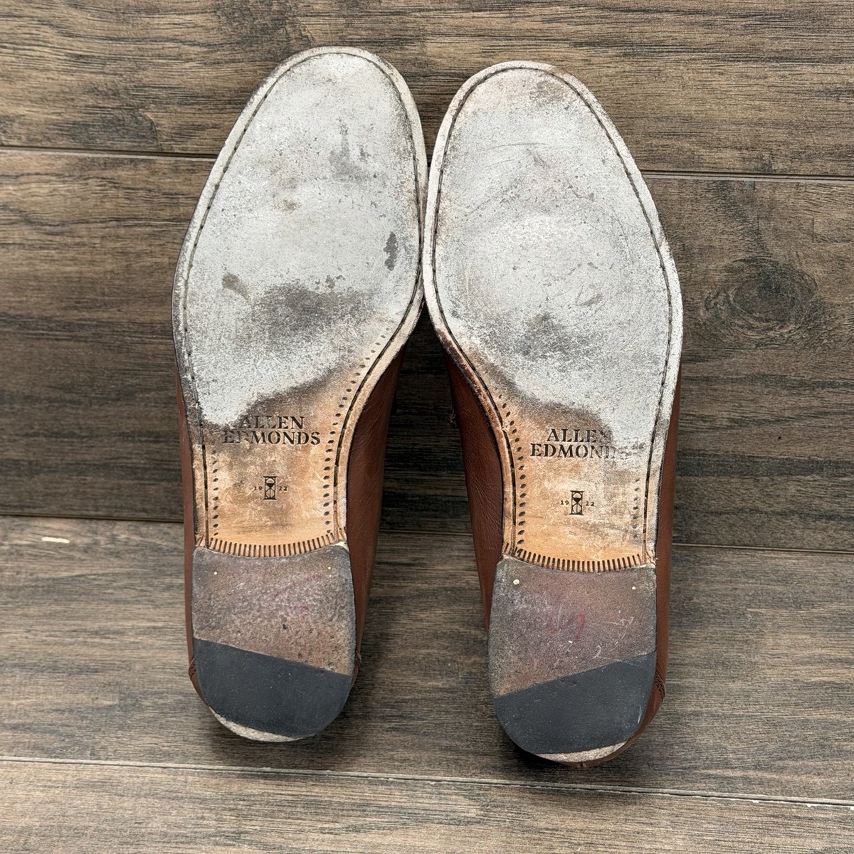Allen Edmonds Vincent Brown Leather Penny Loafers Mens 8.5 D Square Toe 41106 Allen Edmonds Mens Sidney Bit Loafers Brown Pebbled Leather  main image 2