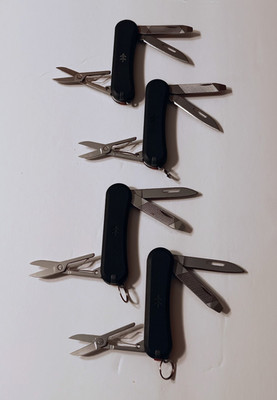 Swisstech ST50022 Multi-Tool Lot of 4 Knife/File/Scissors/Tweezers Keyring