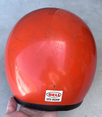 Vintage Bell Super Magnum Orange Motorycle Helmet w/ 520 Visor