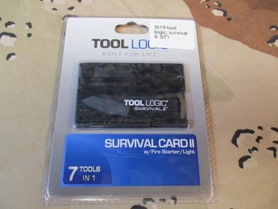 Tool Logic Survival Card II 7-in-1 Multi-Tool Fire Starter LED Light New