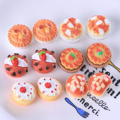 12PC 1/6 Scale Dollhouse Miniatures Mini Food Cakes Bread Kitchen Accessories