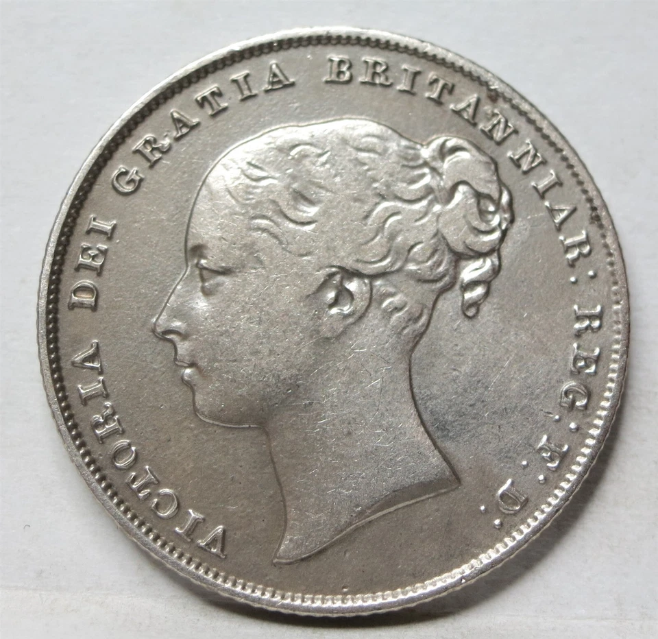 GREAT BRITAIN UK England 1 shilling 1855 AU Queen Victoria Silver CLEANED #B05 - Image 4 of 4