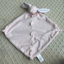 Angel Dear Pink  White Bunny Security Blanket Baby Lovey Closed Eyes Sleeping