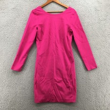 Banana Republic Bodycon Dress Womens 10 Pink Long Sleeve 1/4 Back Zip V-Neck