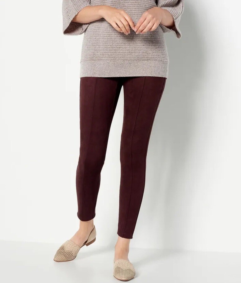 Spanx Faux Suede Leggings Dark Terracotta Small A399801