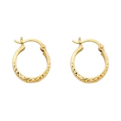 14K massive italienische Gelbgold-Creolen 3 mm facettiert Diamantschliff Aretes Oro