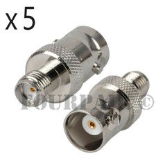 5 Pack Lot - SMA Female to BNC Jack RF Coax Coaxial Adapter Converter Connector