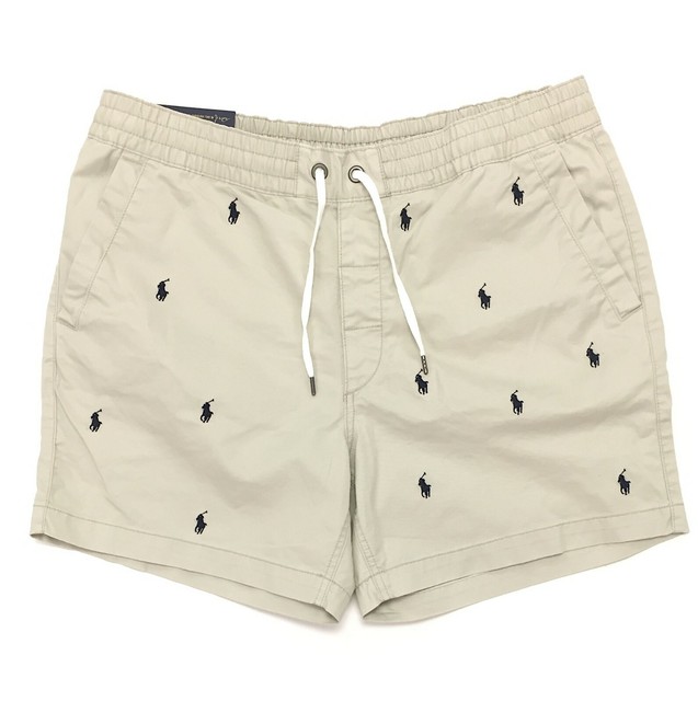 khaki polo shorts with horses