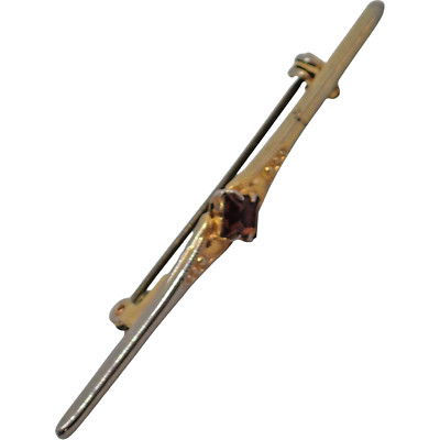 Antique Root Beer Rhinestone Gold Tone Bar Pin 20's era 2.33 grams  2'' Length