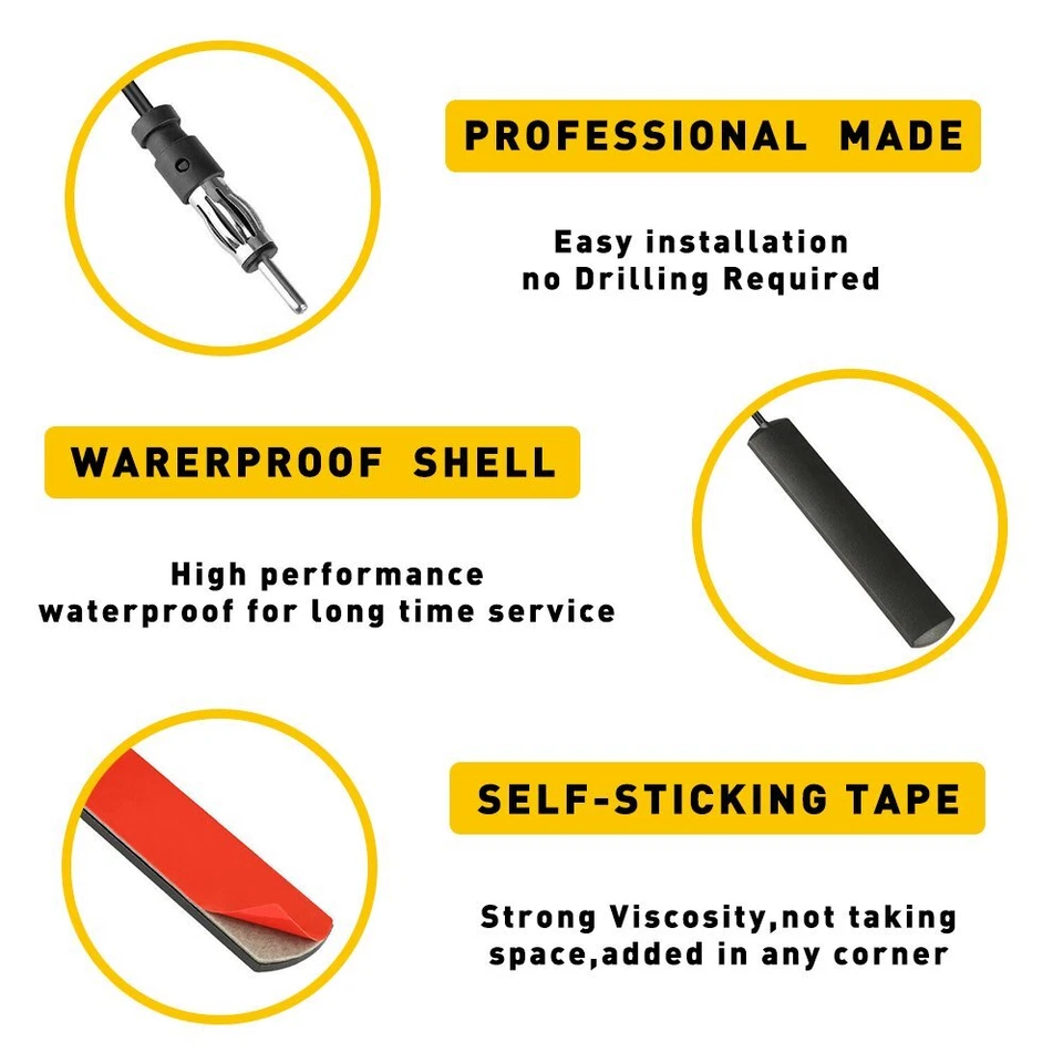 Universal Hidden Windshield Antenna Stereo Radio Stealth AM FM Car Truck Boat US - Image 4 of 4