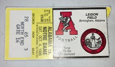 Alabama vs Notre Dame Football game Day ticket Stub. 1986
