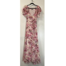 Shein Curve Pink Floral Maxi Wrap Dress Size 2XL