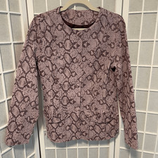 Chi Byfalchi Leather Snakeskin Print Button Up Jacket, Size S, Lavender