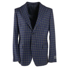 NWT 1995 BELVEST Blue-Gray Check Soft Flannel Wool Sport Coat 40 R Eu 50 
