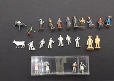 Lot of 24 HO Scale Mini Figure Plastic People Animals Painted & Unpainted