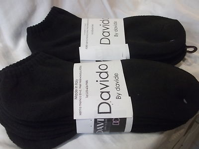 Men's Casual Socks - 4-Pack Black 100% Cotton, Made In Italy (Size 10-13)