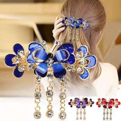 Women Crystal Tassel Pendant Vintage Hair Clip Hair Accessories