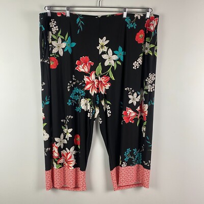 Susan Graver Petite Liquid Knit Printed Crop Pants Size 4XP Pull
