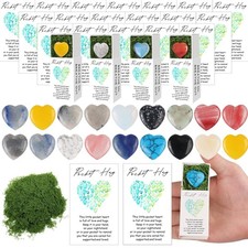 48 Sets Pocket Hug Token Bulk Heart Natural Stones with Artificial Fake Moss ...