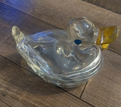 Vintage Jeanette Glass Company Happy Duck Clear Glass Dish