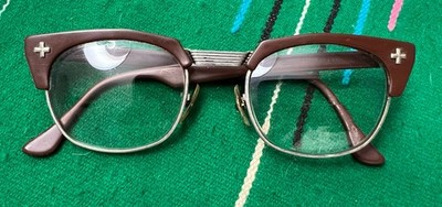 Vintage B&L B+L Bausch & Lomb Safety Glasses 48-24-5 3/4  C23 Brick Brown