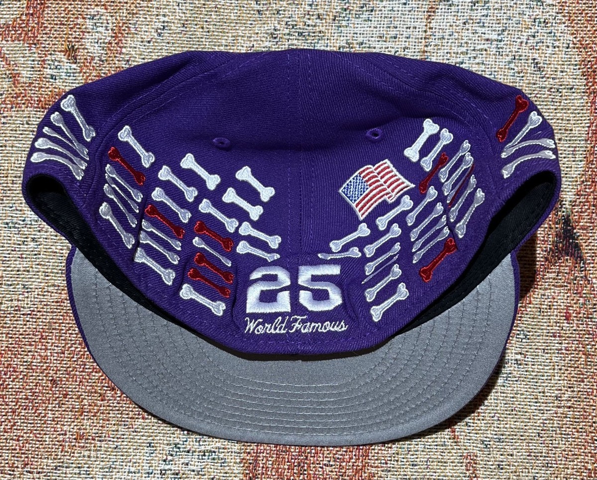 Supreme Bones Box Logo New Era 59Fifty Fitted Hat Purple 7 5/8