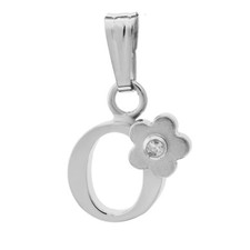 Sterling Silver 0.01cttw Diamond Initial "O" Flower Pendant with Chain