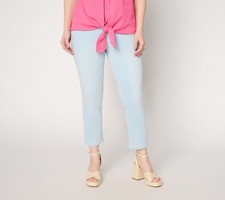 Belle by Kim Gravel Regular TripleLuxe Denim Topstitch Cropped Jean Bleach Wash