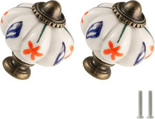 Ivory Pumpkin Knobs 12 Pack Ceramic Cabinet Knobs Vintage Drawer Pulls - Antique