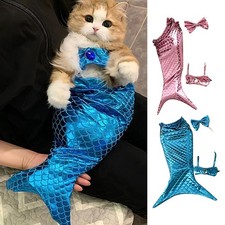 1pc Cat Mermaid Costume Halloween Cat Puppy Cosplay Costume W/ Bow Headband