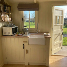 Small Ceramic Belfast Butler Kitchen Sink & Taps Waste - Shepherds Hut Air B&B