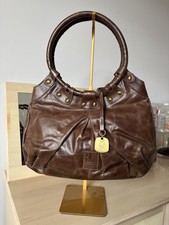 Vintage Y2K Early 2000s Betty Jackson Brown Leather Shoulder Bag, Gold Hardware
