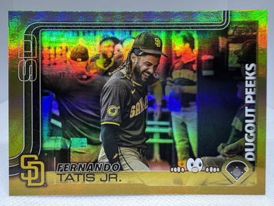 Fernando Tatis 2025 Topps Series 1 Gold Foil /50 #DP-12 Dugout Peeks Celebration