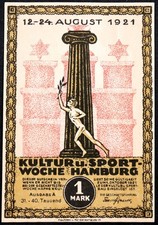 HAMBURG 1921  Culture & Sport Week  Series A 31-40k 1 Mark German Notgeld