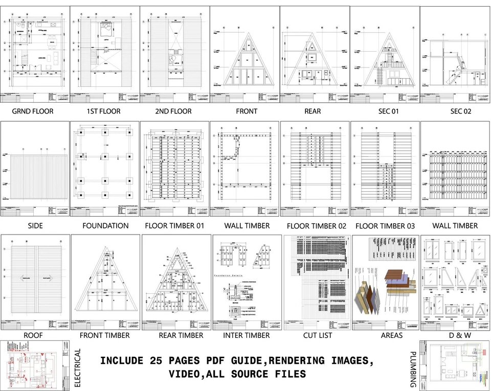 Cabina con marco en A de tres pisos 7x9,3 m - Juego de arco de 25 páginas + imágenes y video 3D - Imagen 3 de 4