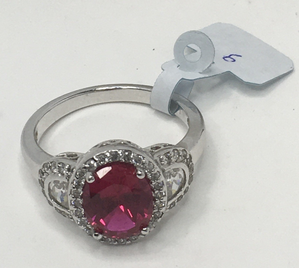 Stunning Sterling Silver Lab Created Ruby & CZ Ri… - image 4
