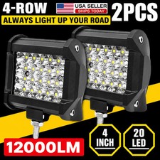 2PCS 72W LED Work Light Bar Spot Flood Combo 12000LM Truck Offroad ATV SUV Pods
