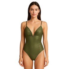 Vince Camuto V-Wire One Piece Swimsuit Safari Green NWT Size 8