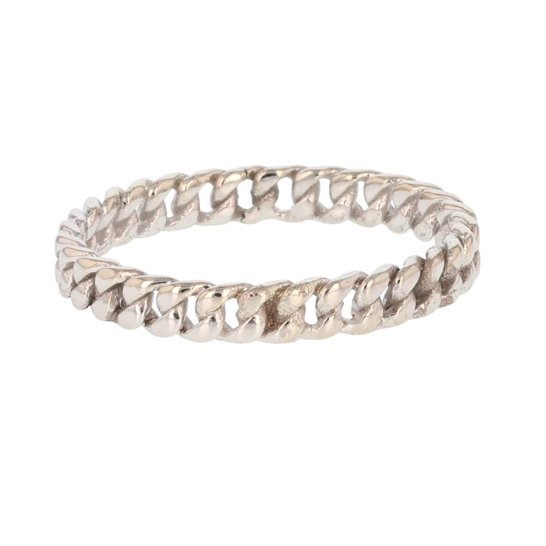 3.3mm Curb Link Chain Pattern Stackable Ring 10k … - image 3