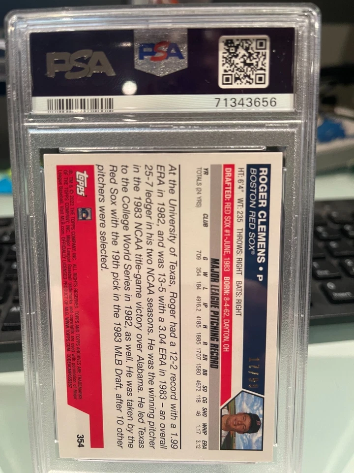 2022 Topps Archives - 2005 Topps Draft Picks Roger Clemens #354 Black /99 - Image 2 of 2