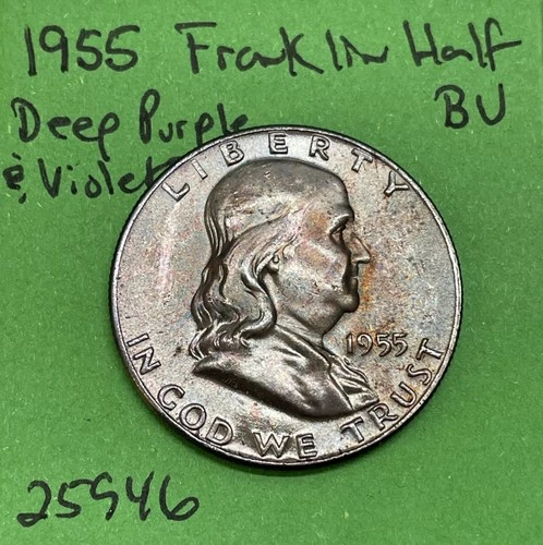 1955 Franklin Half Dollar 50c Gem BU Brilliant Uncirculated Beautiful Purples